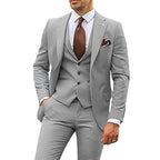 MunaWear - Men's Suits - Caden - Slim-Fit Three-Piece Men's Suit With Waistcoat For Weddings And Formal Events - 