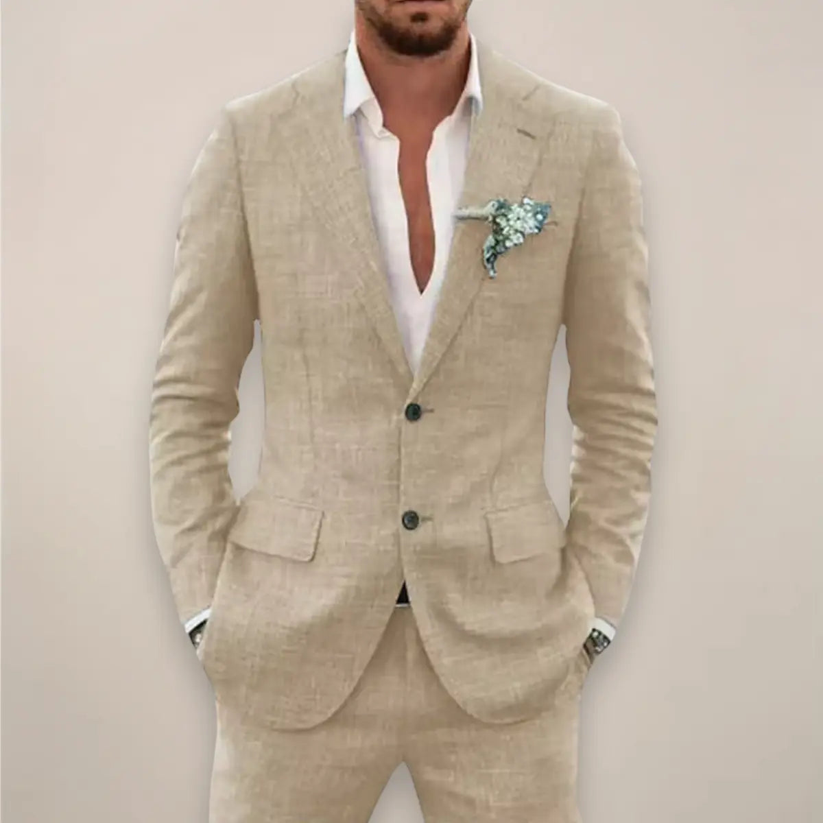 Caden - Stylish Men's Linen Suit With Tailored Fit For Weddings And Outdoor Events 3