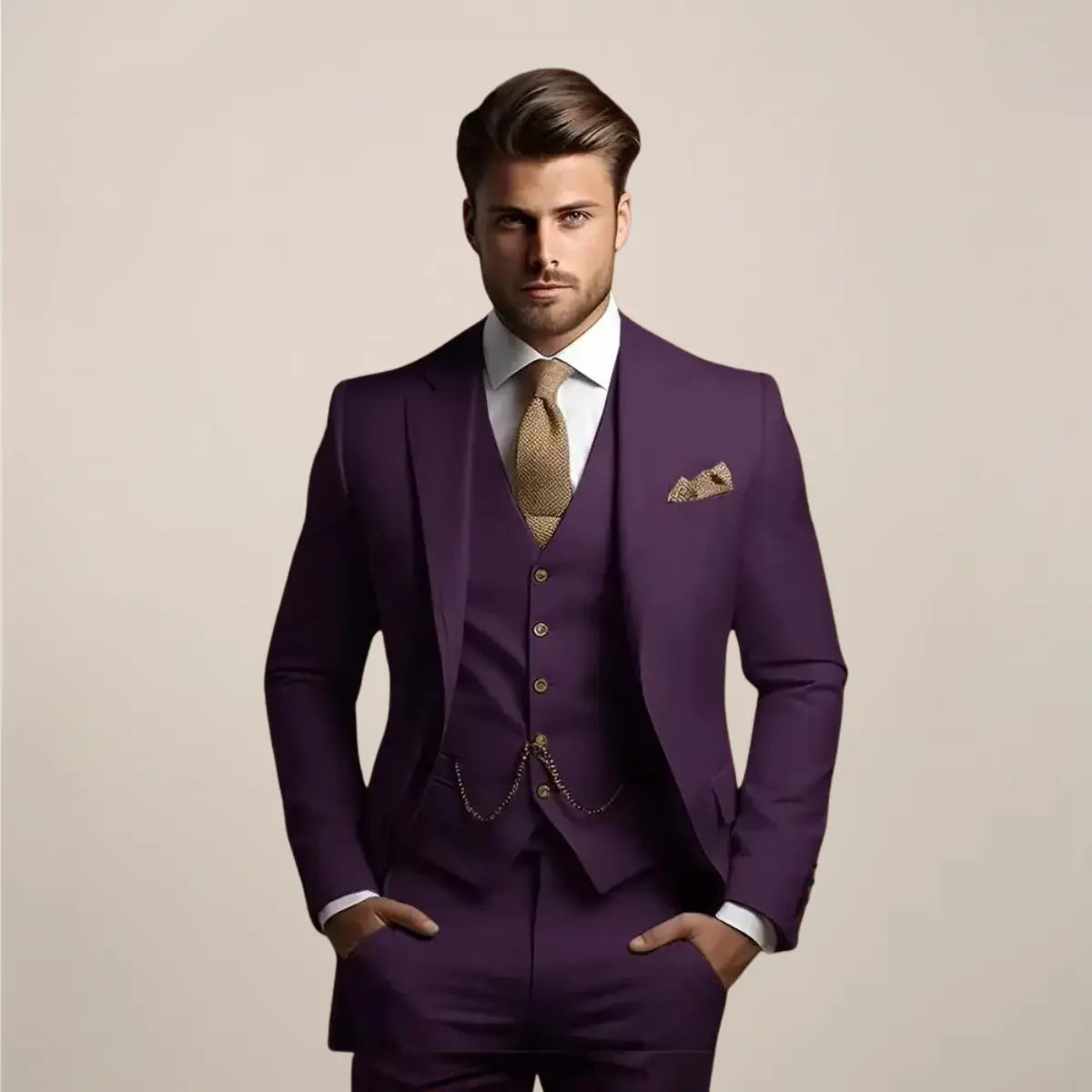 Caden - Three-Piece Slim Fit Men's Suit For Weddings And Formal Events 5