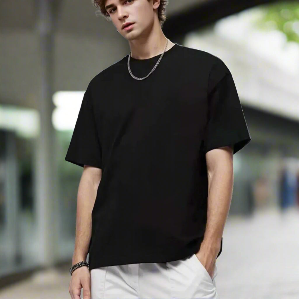 Ethan – Oversized Heavyweight Cotton T-Shirt for Men in Solid Colors, Sizes M-XL 5