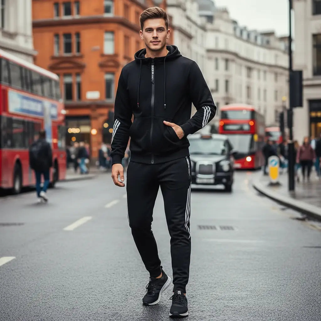 MunaWear - Men's Tracksuits - Sam - Slim Fit Men's Jogging Suit with Zipper and Breathable Fabric for Active Lifestyle - 