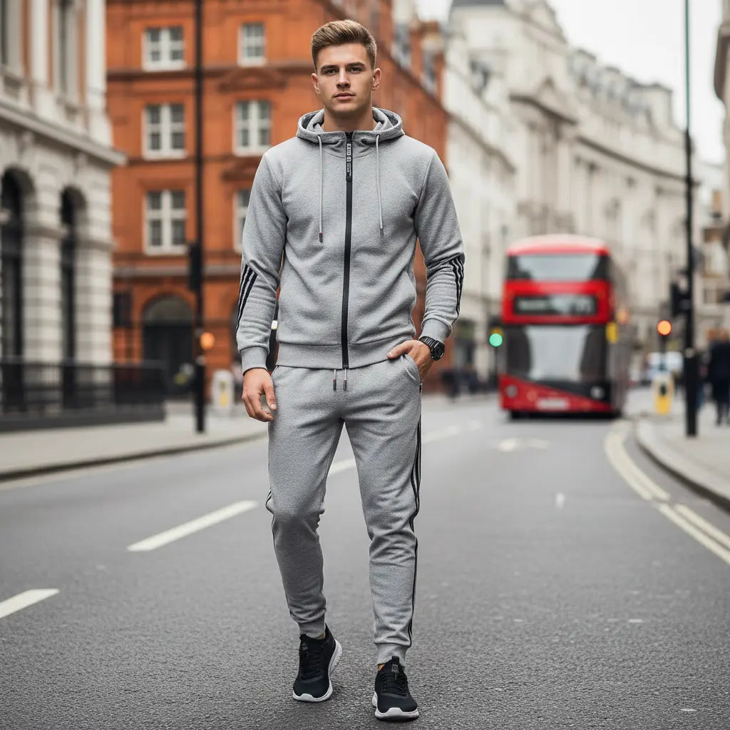 MunaWear - Men's Tracksuits - Sam - Slim Fit Men's Jogging Suit with Zipper and Breathable Fabric for Active Lifestyle - 