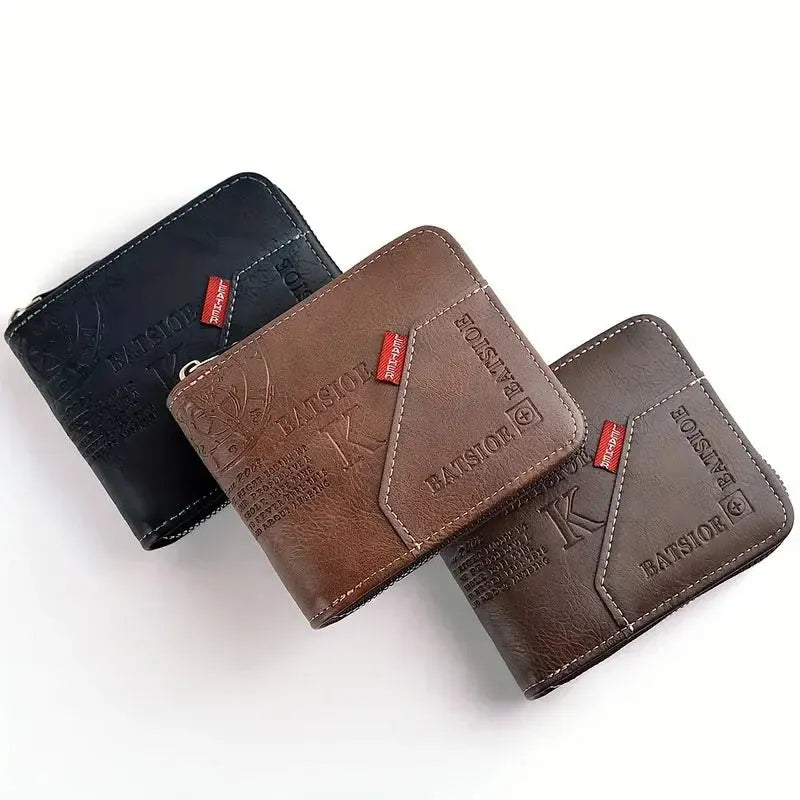 Caden - Stylish PU Leather Short Wallet With Coin Pocket For Everyday Use 0