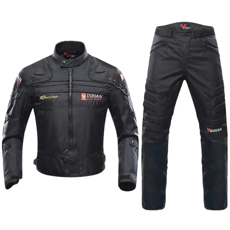 MunaWear - Motorcycle Clothing - Caden - Durable Men's Motorcycle Suit With Protective Gear For All-Weather Riding - Black Suit 1 / XXXL