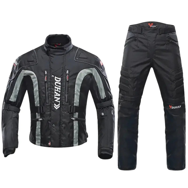 MunaWear - Motorcycle Clothing - Caden - Durable Men's Motorcycle Suit With Protective Gear For All-Weather Riding - Black Suit 2 / XXXL