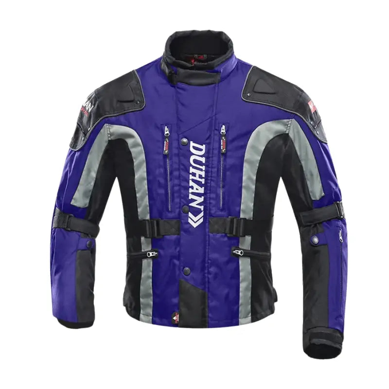 MunaWear - Motorcycle Clothing - Caden - Durable Men's Motorcycle Suit With Protective Gear For All-Weather Riding - Blue Jacket 2 / XXXL