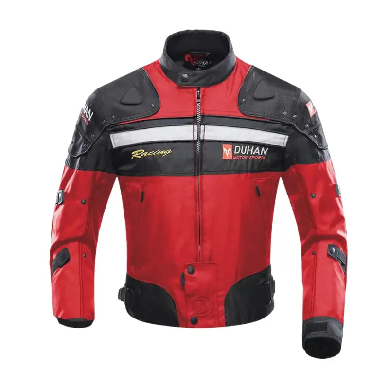 MunaWear - Motorcycle Clothing - Caden - Durable Men's Motorcycle Suit With Protective Gear For All-Weather Riding - Red Jacket 1 / XXXL