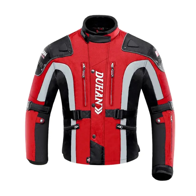 MunaWear - Motorcycle Clothing - Caden - Durable Men's Motorcycle Suit With Protective Gear For All-Weather Riding - Red Jacket 2 / XXXL