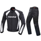 MunaWear - Motorcycle Clothing - Caden - Durable Men's Motorcycle Suit With Protective Gear For All-Weather Riding - White Suit 2 / XXXL