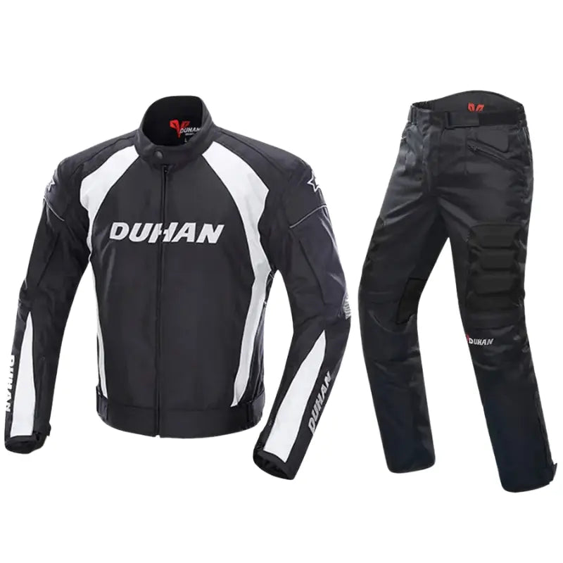 MunaWear - Motorcycle Clothing - Caden - Durable Men's Motorcycle Suit With Protective Gear For All-Weather Riding - White Suit 2 / XXXL