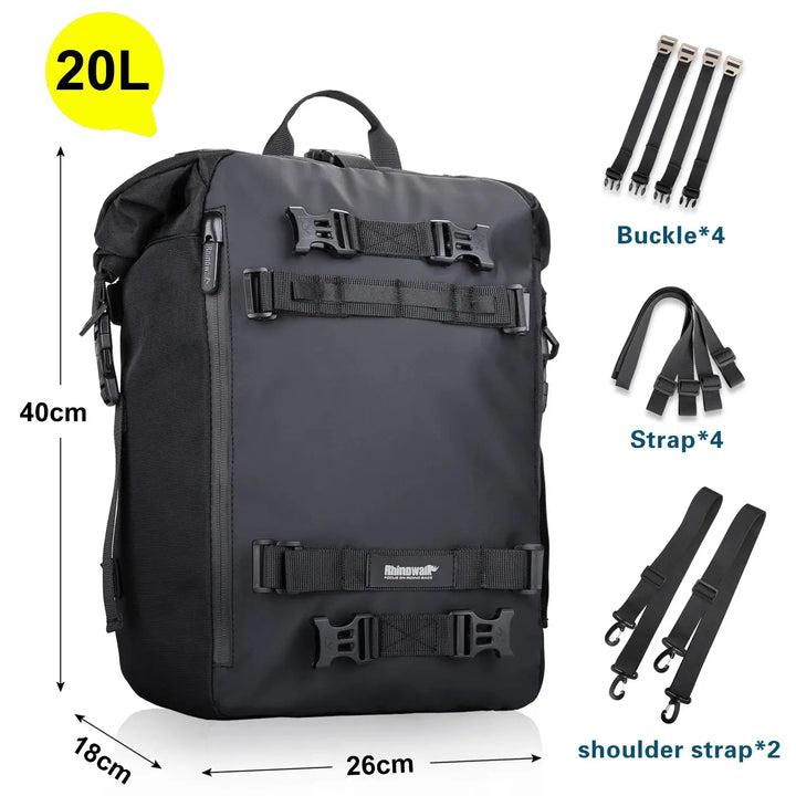 Mia - Waterproof Multifunctional Motorcycle Back Seat Bag in 10L, 20L, and 30L Sizes 0