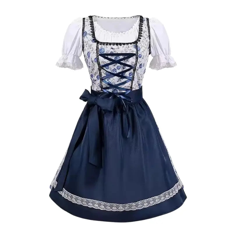 MunaWear - Oktoberfest - AlpenRose Oktoberfest Dirndl Dress – Elegant Floral Design with Matching Apron – Perfect for Beer Festivals - 