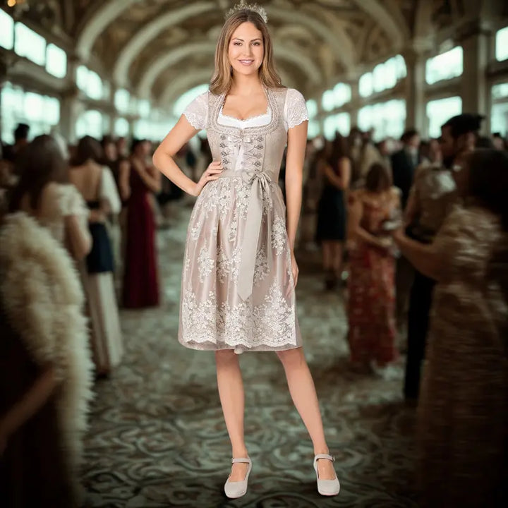 Bratwurst Babe - Oktoberfest Dirndl Dress – Authentic Women's Costume with Apron & Blouse – Comfortable & Festive for Beer Festivals