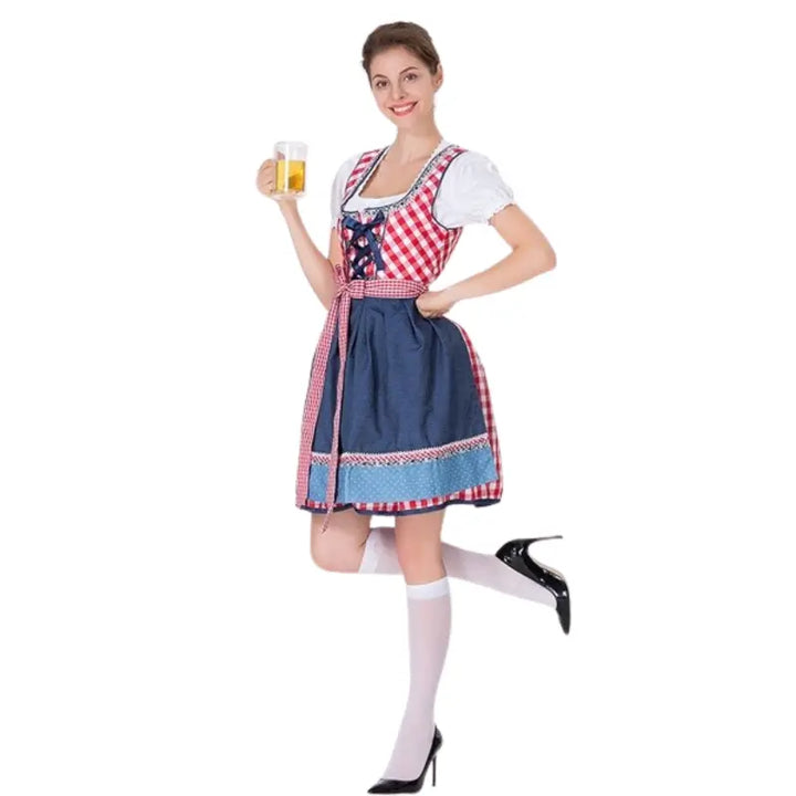 MunaWear - Oktoberfest - LederLady Oktoberfest Dirndl Dress – Stylish Women's Traditional Costume – Perfect for Beer Festivals - 