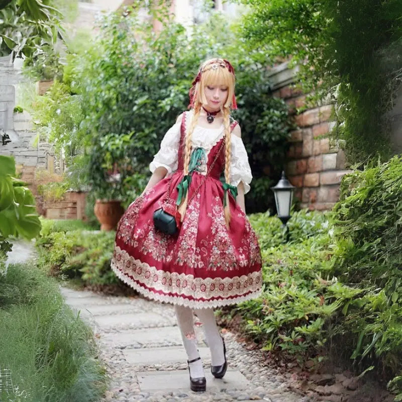 Munich Maiden - Oktoberfest Floral Dirndl Dress with Apron – Elegant Design for Women – Perfect for Beer Festivals