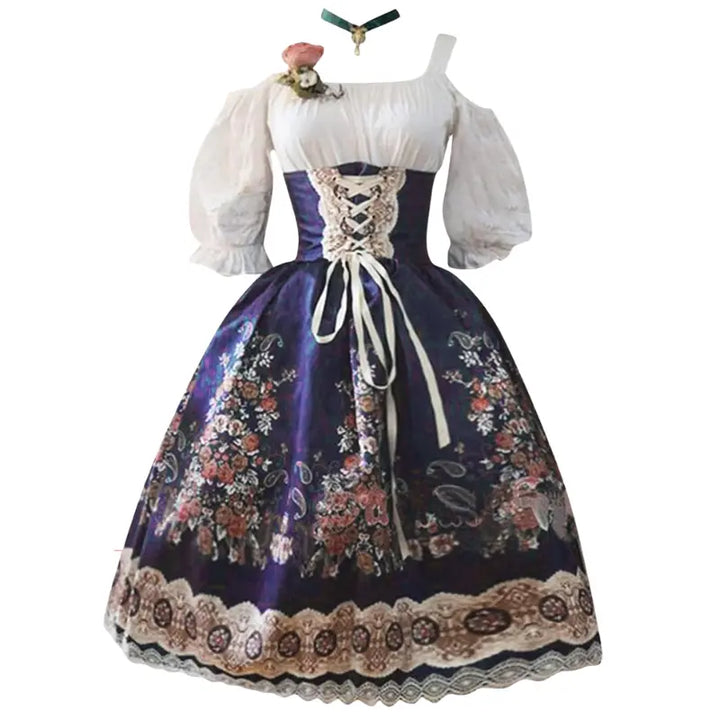 Munich Maiden - Oktoberfest Floral Dirndl Dress with Apron – Elegant Design for Women – Perfect for Beer Festivals