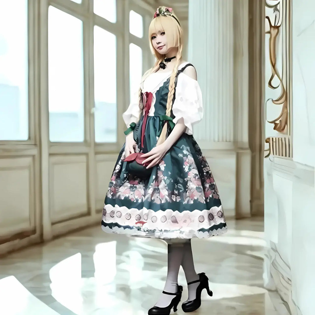 MunaWear - Oktoberfest - Munich Maiden - Oktoberfest Floral Dirndl Dress with Apron – Elegant Design for Women – Perfect for Beer Festivals - 