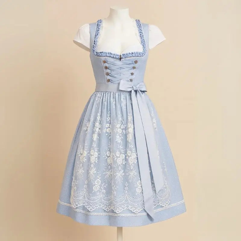 MunaWear - Oktoberfest - Oktoberfest Bavarian Dirndl Dress – Elegant Corset Style with Puff Sleeves – Authentic Festive Costume for Beer Festivals - 