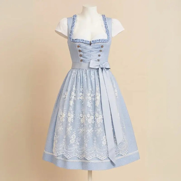 MunaWear - Oktoberfest - Oktoberfest Bavarian Dirndl Dress – Elegant Corset Style with Puff Sleeves – Authentic Festive Costume for Beer Festivals - 
