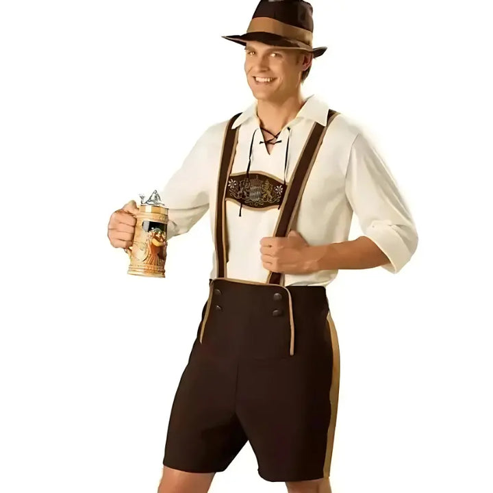 MunaWear - Oktoberfest - Oktoberfest Bavarian Lederhosen Costume for Men – Authentic Complete Outfit with Hat – Ideal for Beer Festivals - 