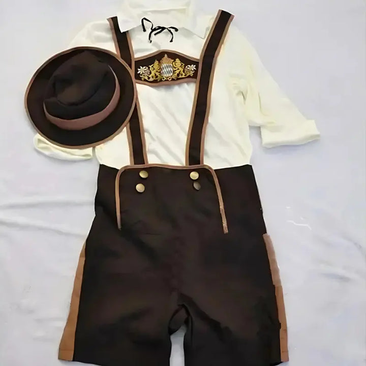 MunaWear - Oktoberfest - Oktoberfest Bavarian Lederhosen Costume for Men – Authentic Complete Outfit with Hat – Ideal for Beer Festivals - 
