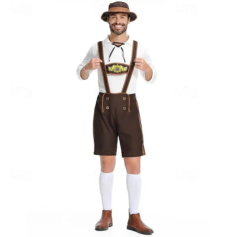 MunaWear - Oktoberfest - Oktoberfest Bavarian Lederhosen Costume for Men – Authentic Complete Outfit with Hat – Ideal for Beer Festivals - 