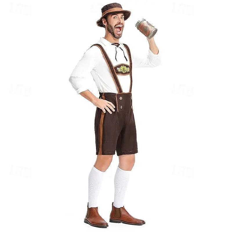 MunaWear - Oktoberfest - Oktoberfest Bavarian Lederhosen Costume for Men – Authentic Complete Outfit with Hat – Ideal for Beer Festivals - 
