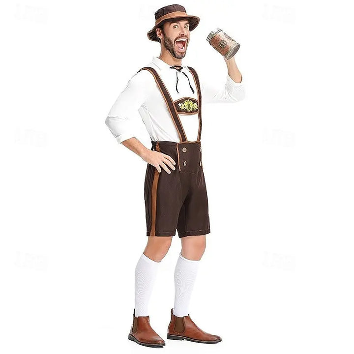 MunaWear - Oktoberfest - Oktoberfest Bavarian Lederhosen Costume for Men – Authentic Complete Outfit with Hat – Ideal for Beer Festivals - 