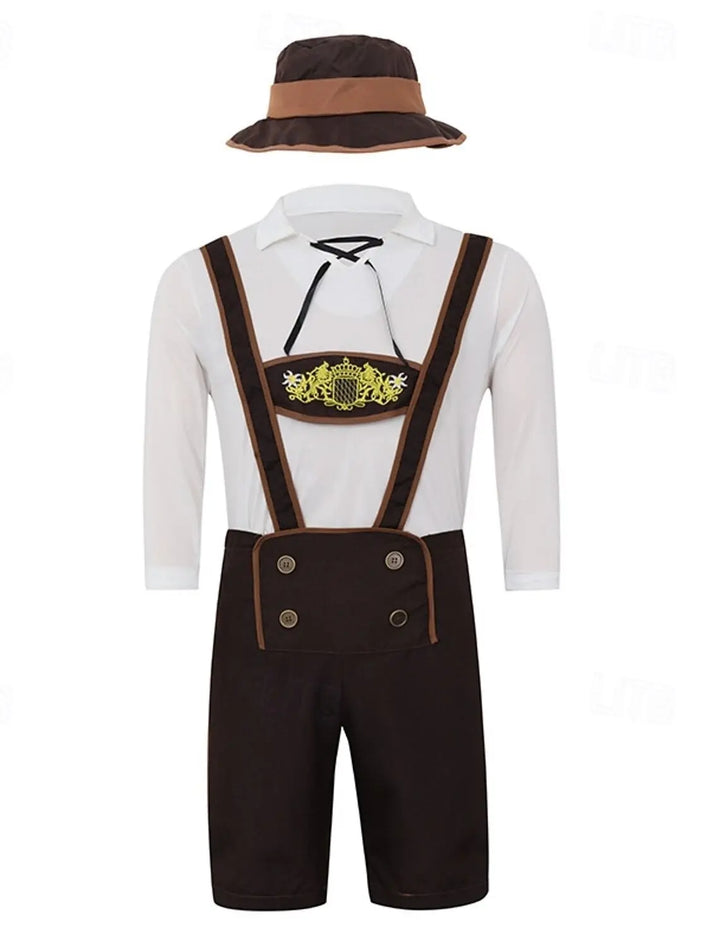 MunaWear - Oktoberfest - Oktoberfest Bavarian Lederhosen Costume for Men – Authentic Complete Outfit with Hat – Ideal for Beer Festivals - 