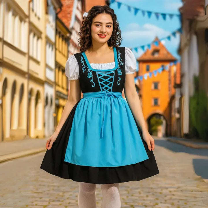 MunaWear - Oktoberfest - Oktoberfest Bavarian Trachten Dress – Elegant Heidi-Mode Costume – Perfect for Beer Festivals - Blue / 5XL