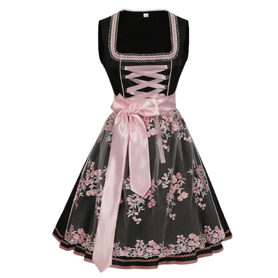MunaWear - Oktoberfest - Oktoberfest Dirndl Dress – Traditional Elegant Design with Embroidery – Perfect for Beer Festivals - Black / 2XL