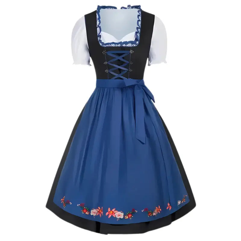 MunaWear - Oktoberfest - Oktoberfest Dirndl Dress – Traditional Elegant Design with Embroidery – Perfect for Beer Festivals - Blue / XXL
