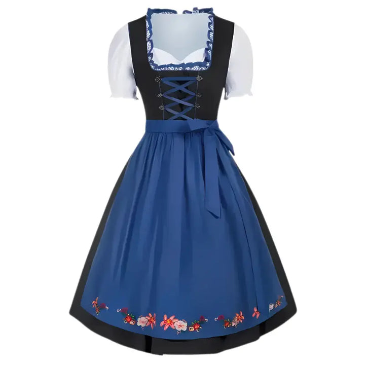 MunaWear - Oktoberfest - Oktoberfest Dirndl Dress – Traditional Elegant Design with Embroidery – Perfect for Beer Festivals - Blue / XXL