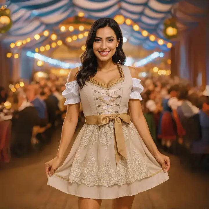 Oktoberfest Alpenwald Dirndl Dress – Traditional Elegant Design with Embroidery – Perfect for Beer Festivals