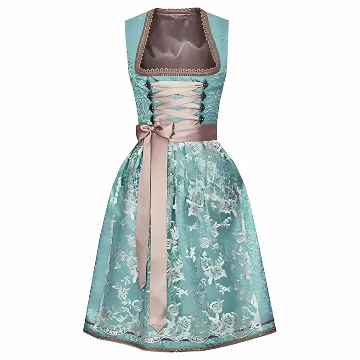 MunaWear - Oktoberfest - Oktoberfest Dirndl Dress – Traditional Elegant Design with Embroidery – Perfect for Beer Festivals - Teal / XXL