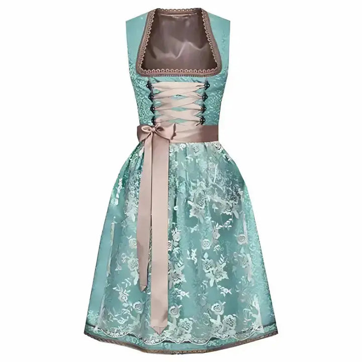 MunaWear - Oktoberfest - Oktoberfest Dirndl Dress – Traditional Elegant Design with Embroidery – Perfect for Beer Festivals - Teal / XXL