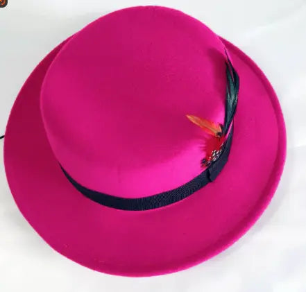 MunaWear - Oktoberfest - Oktoberfest Fedora Hat for Women – Stylish Short Felt Design with Feather – Perfect for Beer Festivals - 