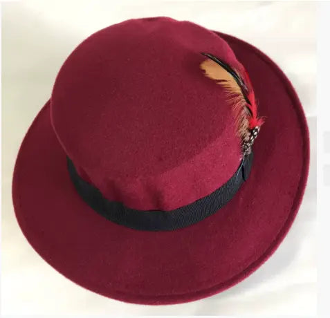 MunaWear - Oktoberfest - Oktoberfest Fedora Hat for Women – Stylish Short Felt Design with Feather – Perfect for Beer Festivals - 