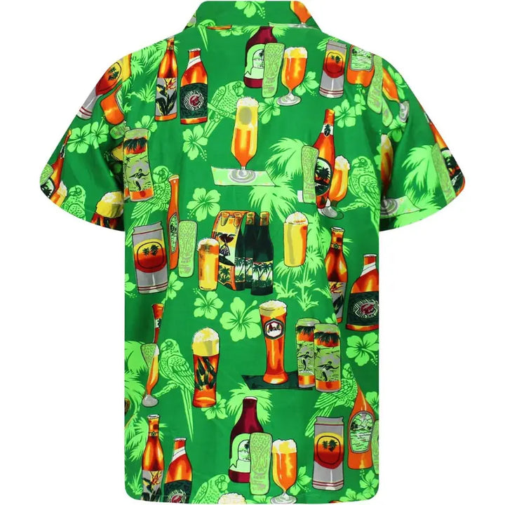 Oktoberfest Hawaiian Shirt for Men – Colorful Cocktail & Beer Bottle Print – Perfect for Summer Parties