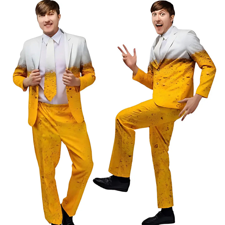 MunaWear - Oktoberfest - TrachtRoyal Oktoberfest Bavarian Suit Costume for Men – Vibrant Yellow Top & Trousers – Authentic Style for Beer Festivals - 