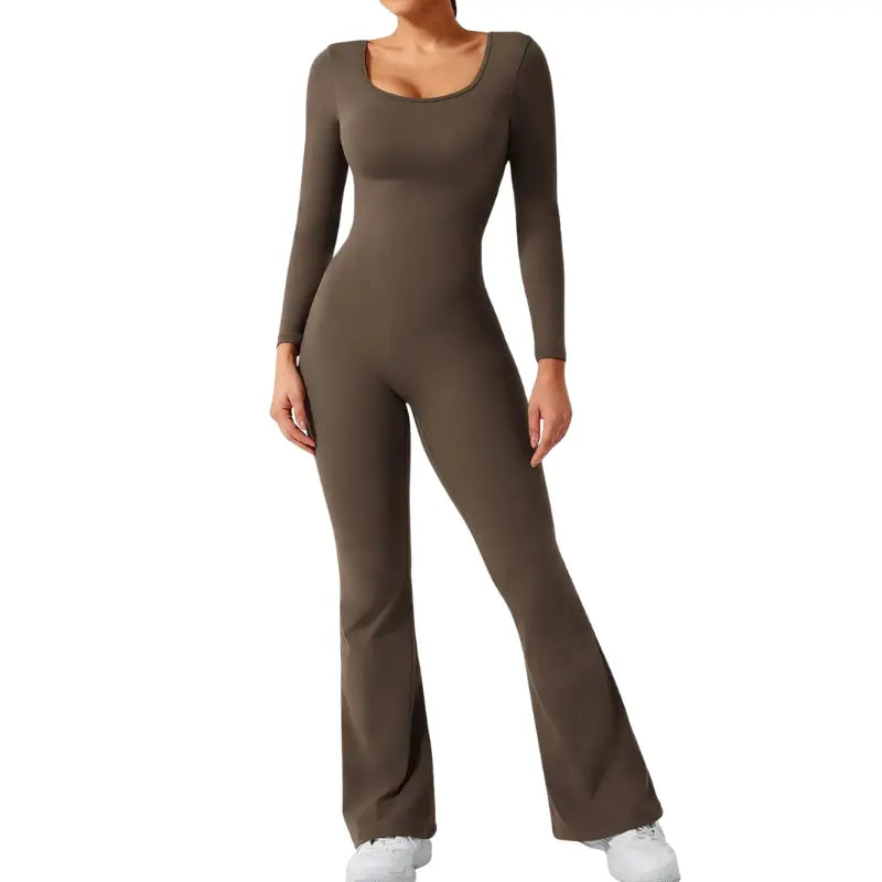 Alia – Elegant Black Jumpsuit for Women with Deep V-Back and Stretchy Comfort