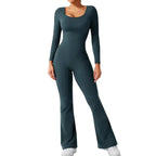 Alia – Elegant Black Jumpsuit for Women with Deep V-Back and Stretchy Comfort