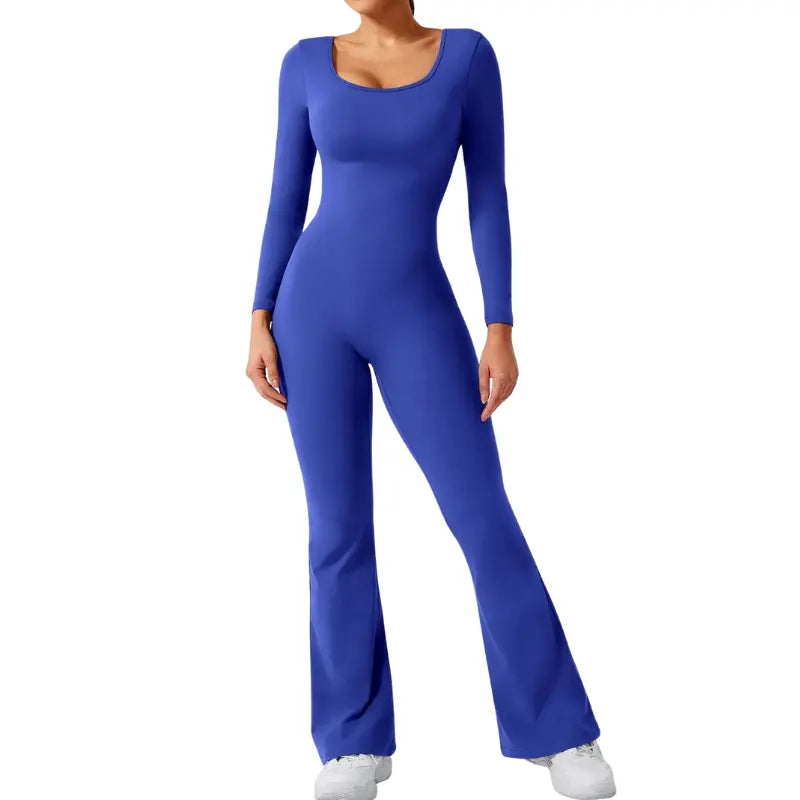 Alia – Elegant Black Jumpsuit for Women with Deep V-Back and Stretchy Comfort