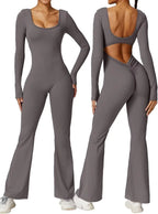 MunaWear - One-Pieces - Alia – Elegant Black Jumpsuit for Women with Deep V-Back and Stretchy Comfort - 