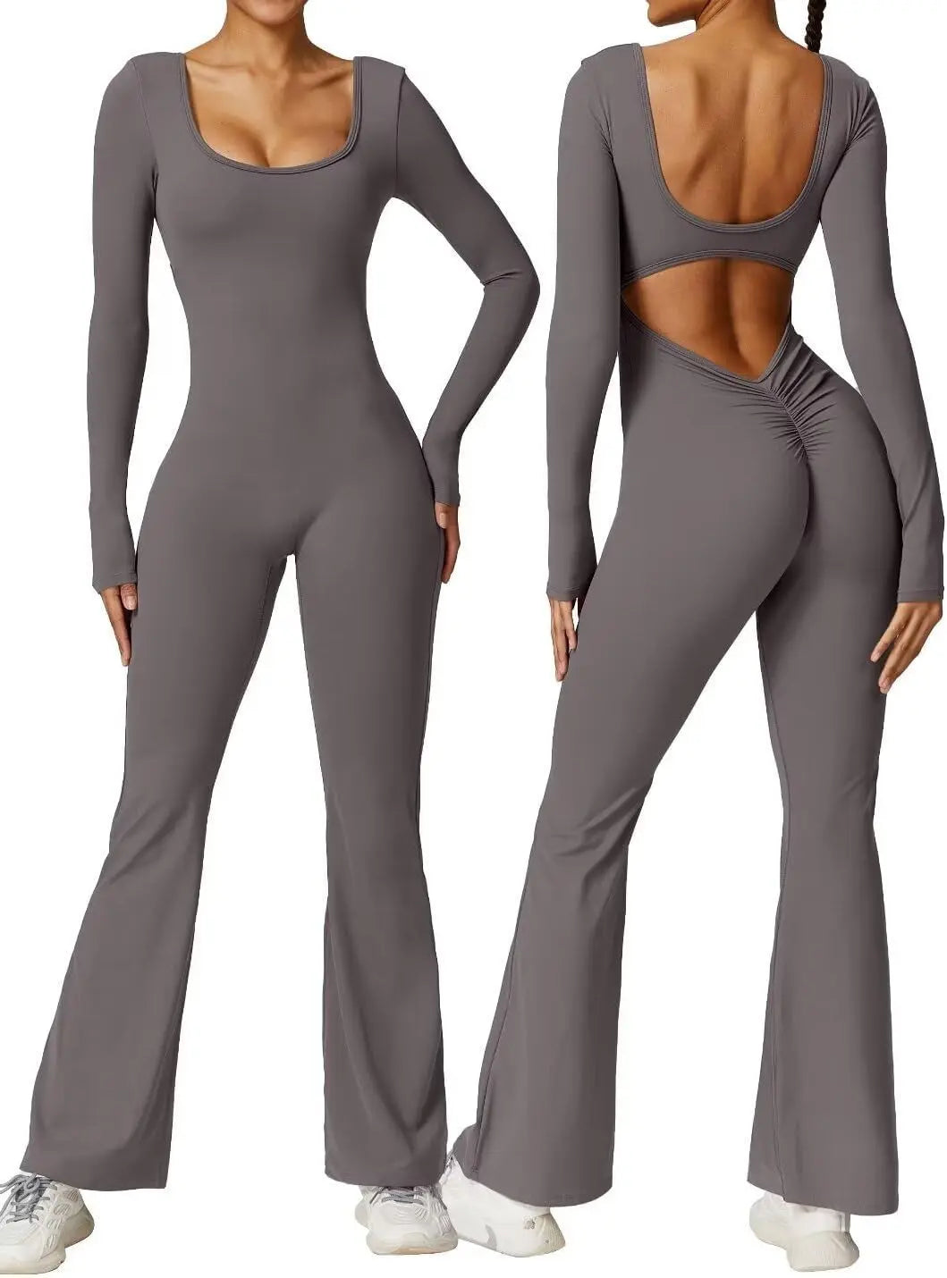 MunaWear - One-Pieces - Alia – Elegant Black Jumpsuit for Women with Deep V-Back and Stretchy Comfort - 