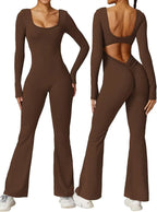 MunaWear - One-Pieces - Alia – Elegant Black Jumpsuit for Women with Deep V-Back and Stretchy Comfort - 