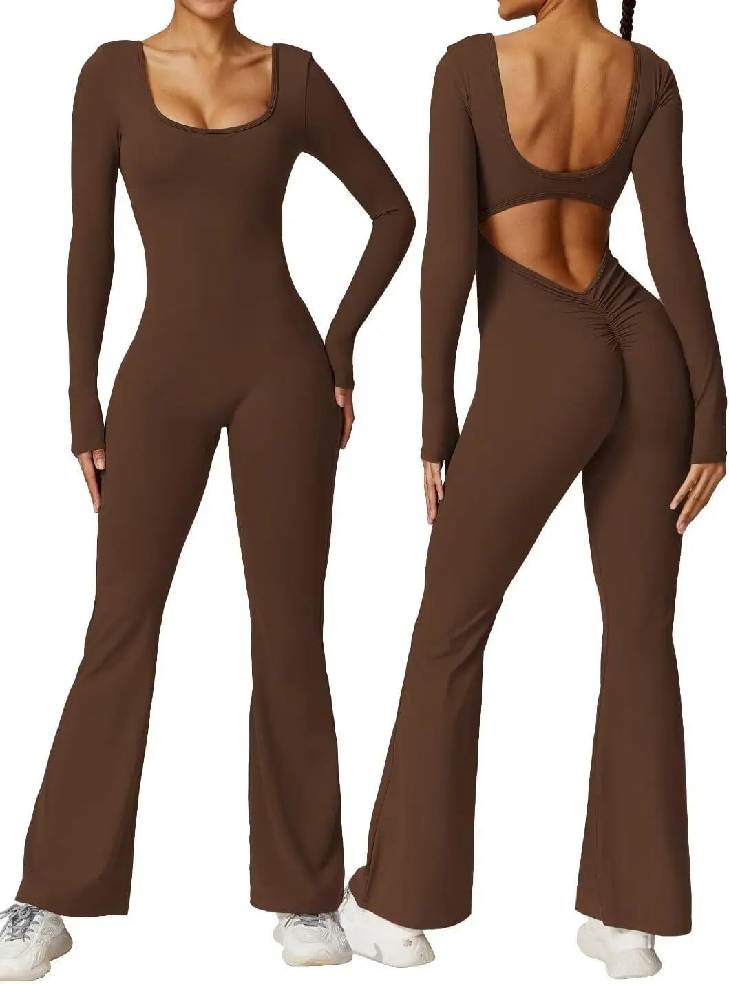 MunaWear - One-Pieces - Alia – Elegant Black Jumpsuit for Women with Deep V-Back and Stretchy Comfort - 