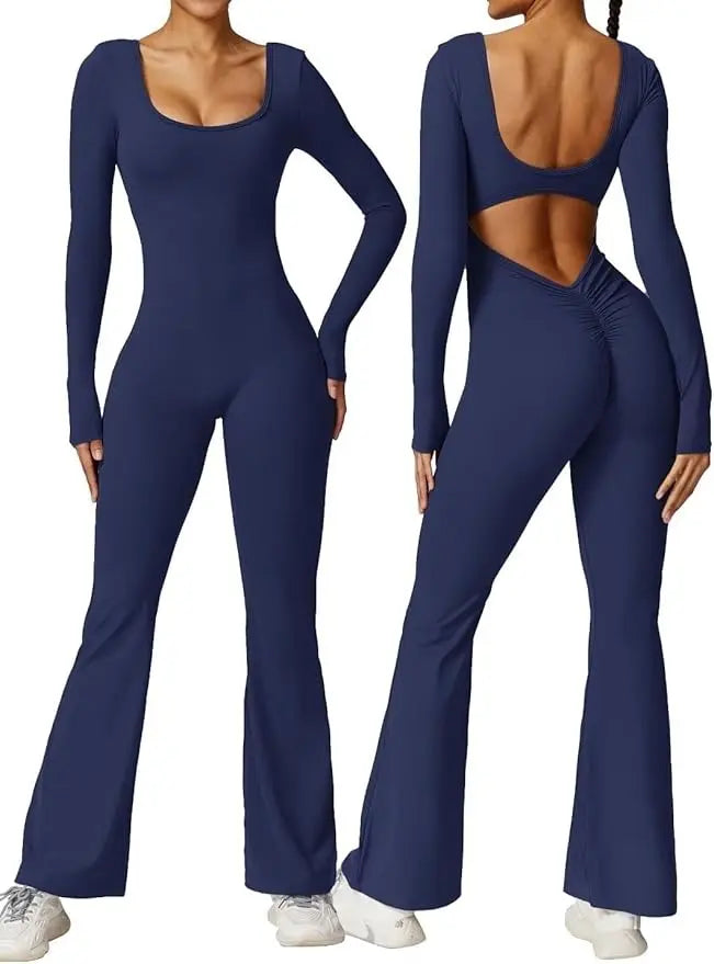 MunaWear - One-Pieces - Alia – Elegant Black Jumpsuit for Women with Deep V-Back and Stretchy Comfort - 