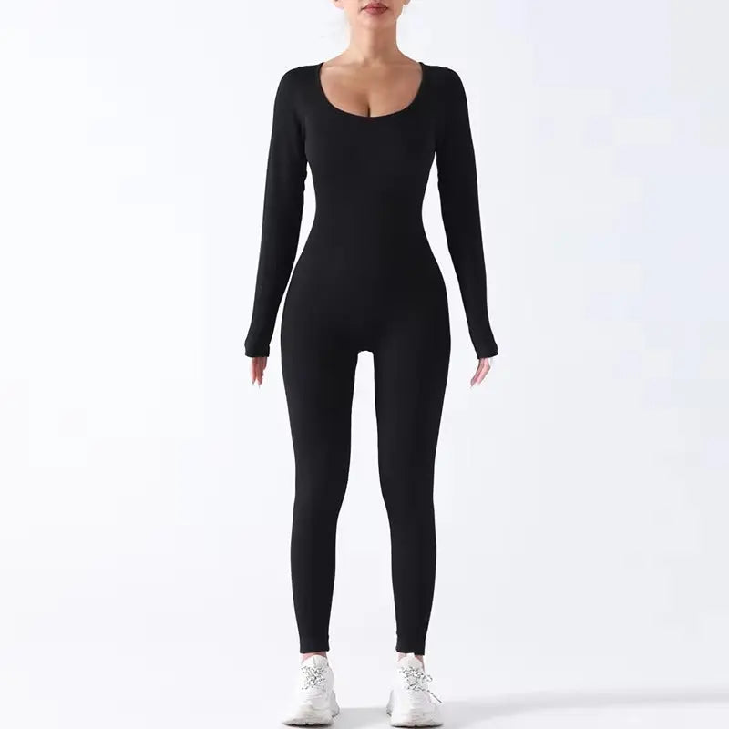 Aurelia – Breathable Long Sleeve Sport Jumpsuit for Yoga and Pilates with Stretch Fit