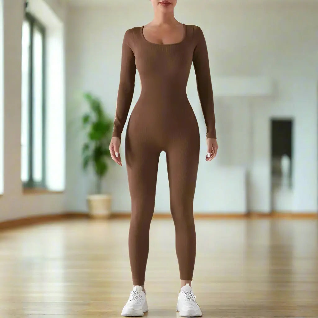 MunaWear - One-Pieces - Aurelia – Breathable Long Sleeve Sport Jumpsuit for Yoga and Pilates with Stretch Fit - 